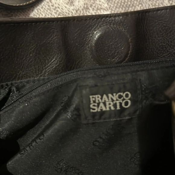 Franco Sarto 90s Style Chocolate Brown black Vegan Patent  Leather Shoulder bag - Picture 5 of 16